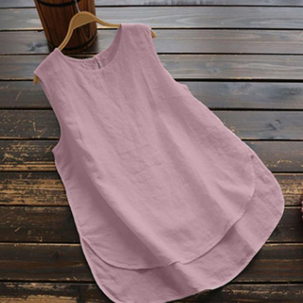 Simple Solid Color Sleeveless Blouse