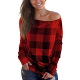 Printed Long Sleeve Plaid Loose Blouse