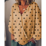 Casual Polka Dot V Neck Blouse