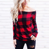 Printed Long Sleeve Plaid Loose Blouse