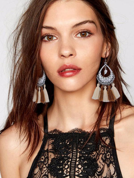 Bohemia National Style Tasseled Long Earrings