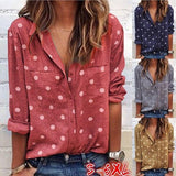 Fashion Women's Casual Lapel Dot Blouse