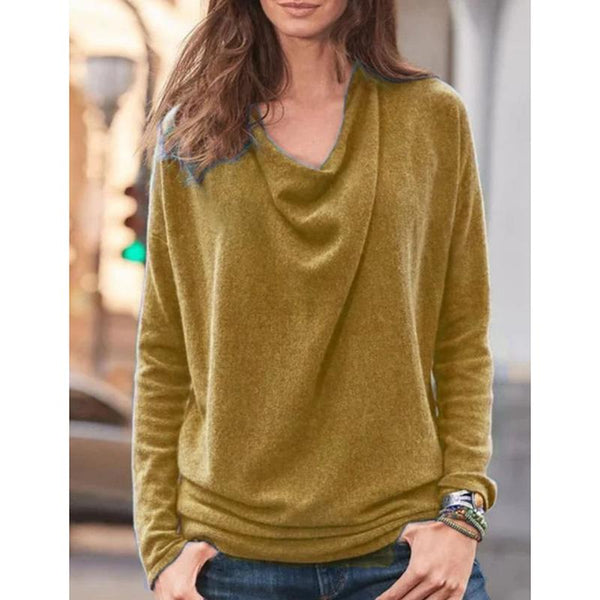 Casual Round Neck Solid Color Blouses