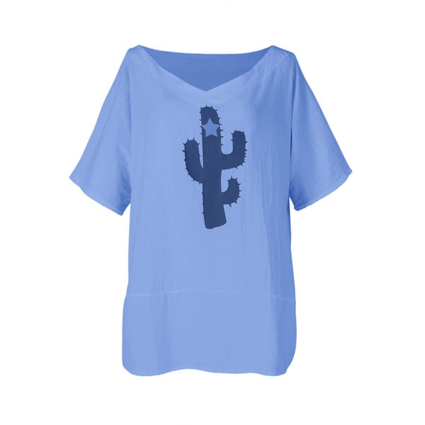 Summer Plus Size Cactus Printed T-Shirt