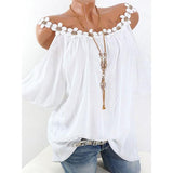 Plus Size Strapless Flower Solid Color Blouse