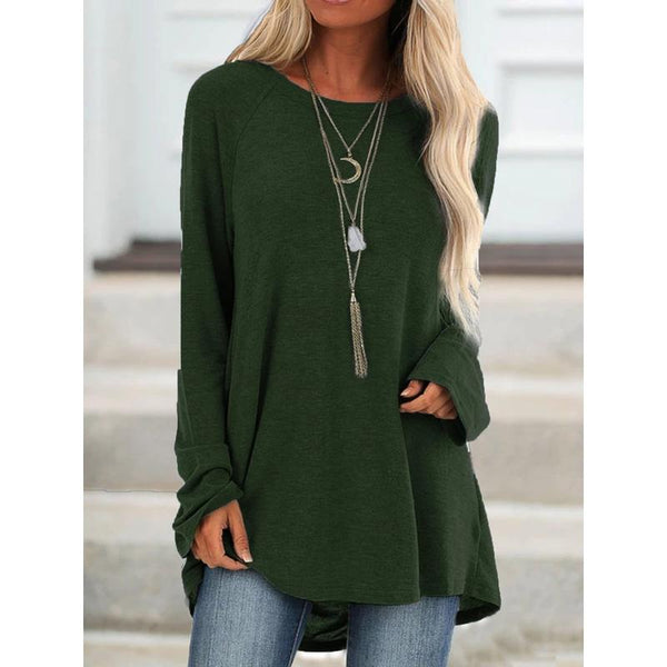 Casual Long Sleeve Round Neck Blouse