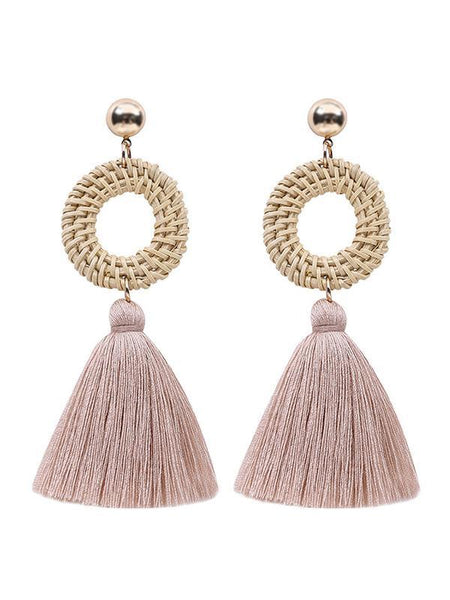 Raffia National Knitting Earrings