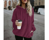 Women Solid Long Sleeve Hooded Sweatshirt