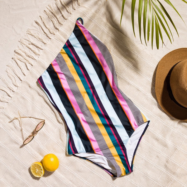 New Colorful Vertical Stripe One Piece Swimsuit