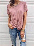 Fashion Round Neck Short Sleeves Irregular Crossed T-shirts