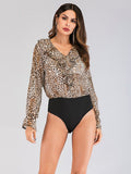 Leopard Floral Long sleeve Gored Jumpsuits