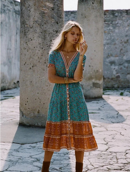 Women's Bohemian Print Maxi Dress