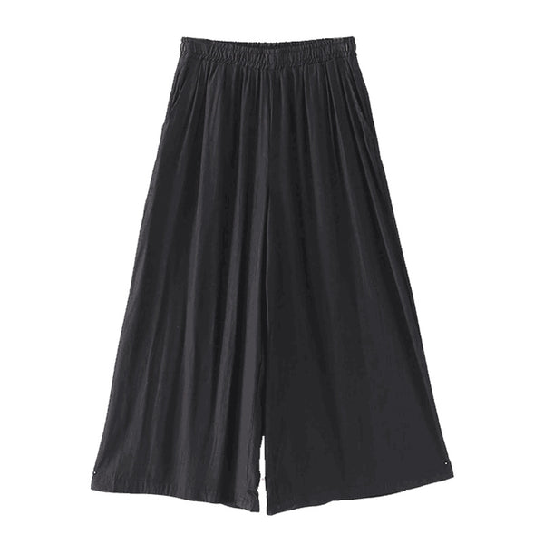 Women Summer Vintage Loose Pockets Wide Leg Pants