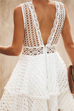 WanaDress V-neck Hollow Out White Lace Dress
