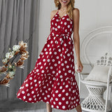 Women Fashion Polka Dot Sleeveless Maxi Dress