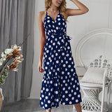 Women Fashion Polka Dot Sleeveless Maxi Dress