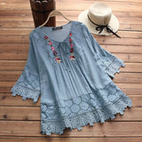 Women Summer Crochet Solid Casual Blouse