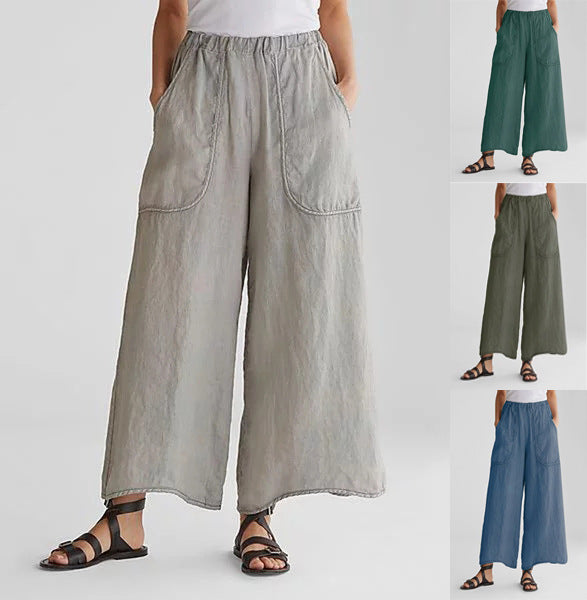 Women Summer New Fashion Linen Casual Pants