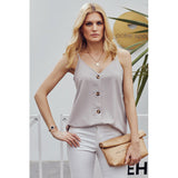 Women Sexy V-neck Solid Sleeveless Casual Blouse Tops