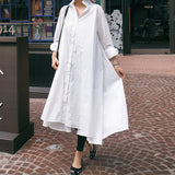 Women Long-sleeved Cotton Fashion Solid Long Shirt