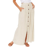 Women Casual Solid High Waist Button Up Fashion Skirt