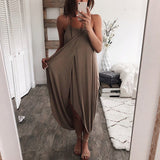 Women Fashion Solid Color Knitting Sleeveless Sexy Casual Dresses