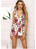 Fashion Sexy Print V neck Jumpsuits