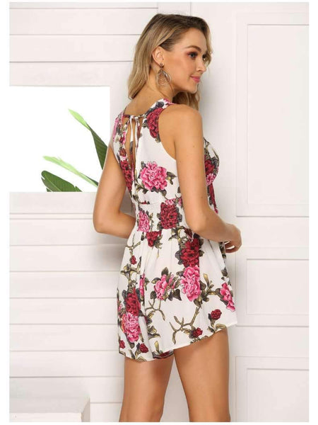 Fashion Sexy Print V neck Jumpsuits