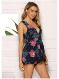 Fashion Sexy Print V neck Jumpsuits