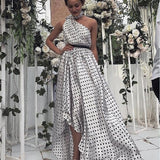 Women Fashion Waistband Big Wave Elegant Maxi Dress