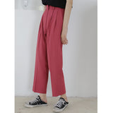 Women Fashion Solid Color Brief Straight Pants