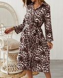 Leopard Print Long Sleeve Printed Casual Dress