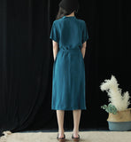 Women Vintage  Loose Short Sleeves Casual Dress 