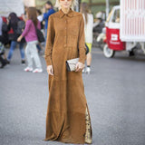 Women Fashion Solid Casual Long Sleeve Maxi Dress
