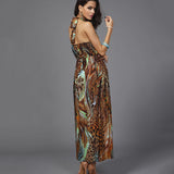 Sexy High Waist V-neck Printed Elegant Maxi Dress