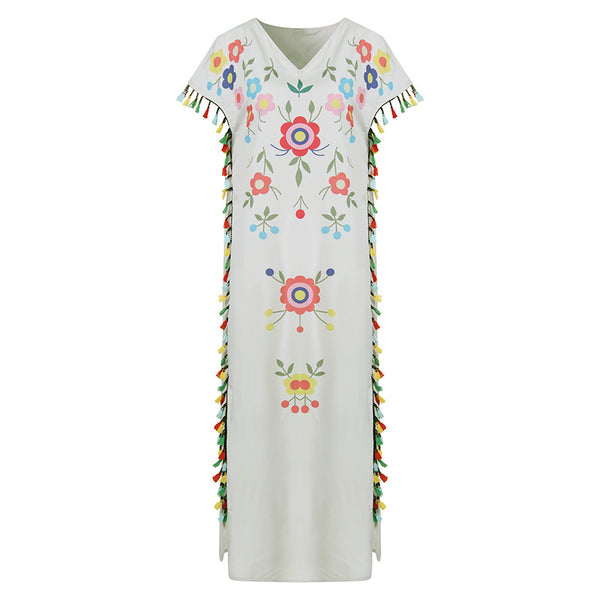 Foral Embroiedred Tassel Beach Bohemia Dresses