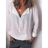 Comfortable Long Sleeve V-Neck Blouse