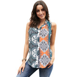 New printed V-neck chiffon shirt