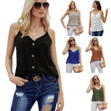 Women Sexy V-neck Solid Sleeveless Casual Blouse Tops 