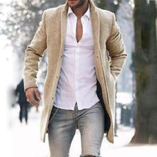 New Fashion Solid Long Sleeve Men Coats