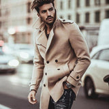 New Fashion Turn Down Collar Business Slim Long Sleeve Men Coats
