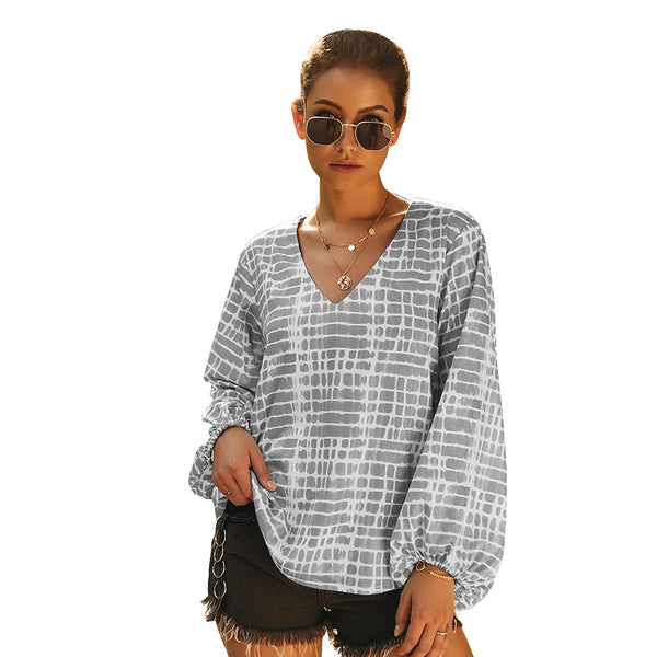 New Fashion Casual V-neck Long Sleeve Blouse Tops