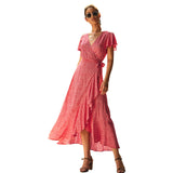 Women Summer Printed Short Sleeve Maxi Dresses