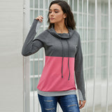 Contrast stitching pullover push-pull long-sleeved women's sweater
