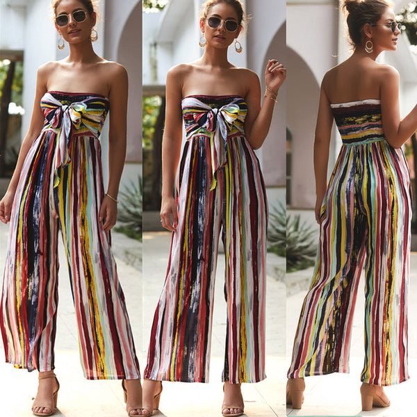 Women Summer Printed Casual Jumpsuits 