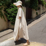 New Fashion Cotton Linen Short Sleeve Casual Dress