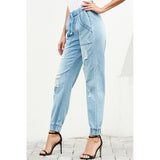 Casual pants loose slim high waist jeans