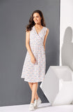 Women Aline Button Elegant Simple Print Bohemia Maxi Dresses