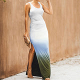 Women Sleeveless Simple Printed Gradient Maxi Dress