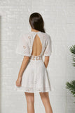 Women Backless Hollow Out Embroidery Mini Dress